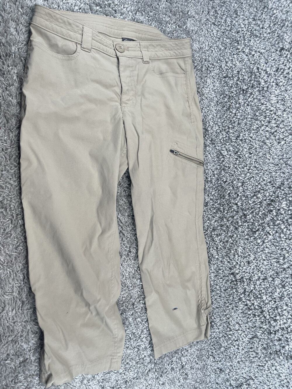 Eddie Bauer Women's Pants Size 4 Brown Zip Fly Mid Rise Pockets Cropped Stretch